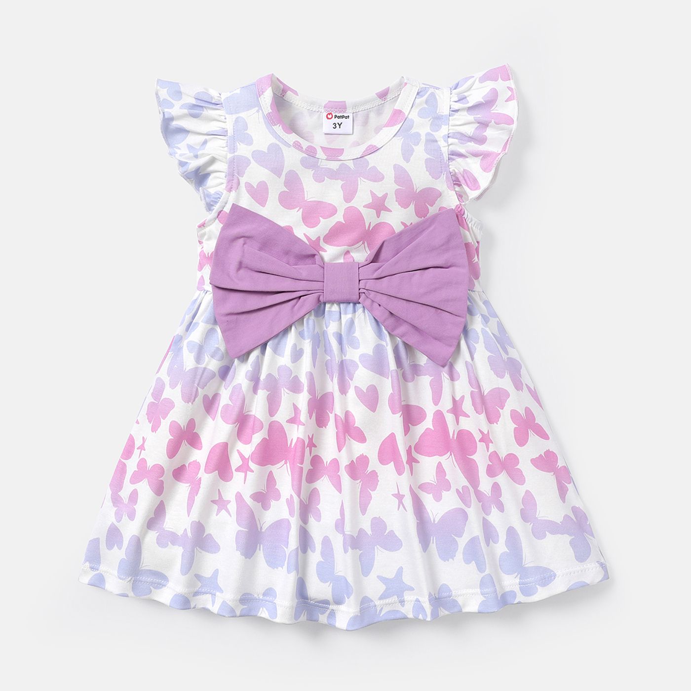 

Naia Toddler Girl Butterfly Print Bowknot Design Flutter-sleeve Dress