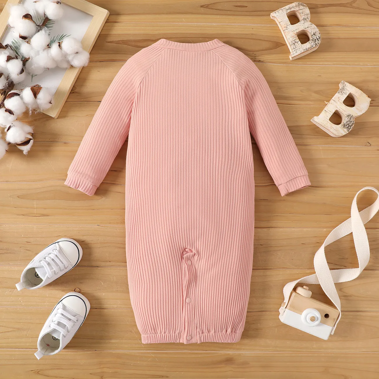 Baby Unisex Basics Langärmelig Baby-Overalls rosa big image 1