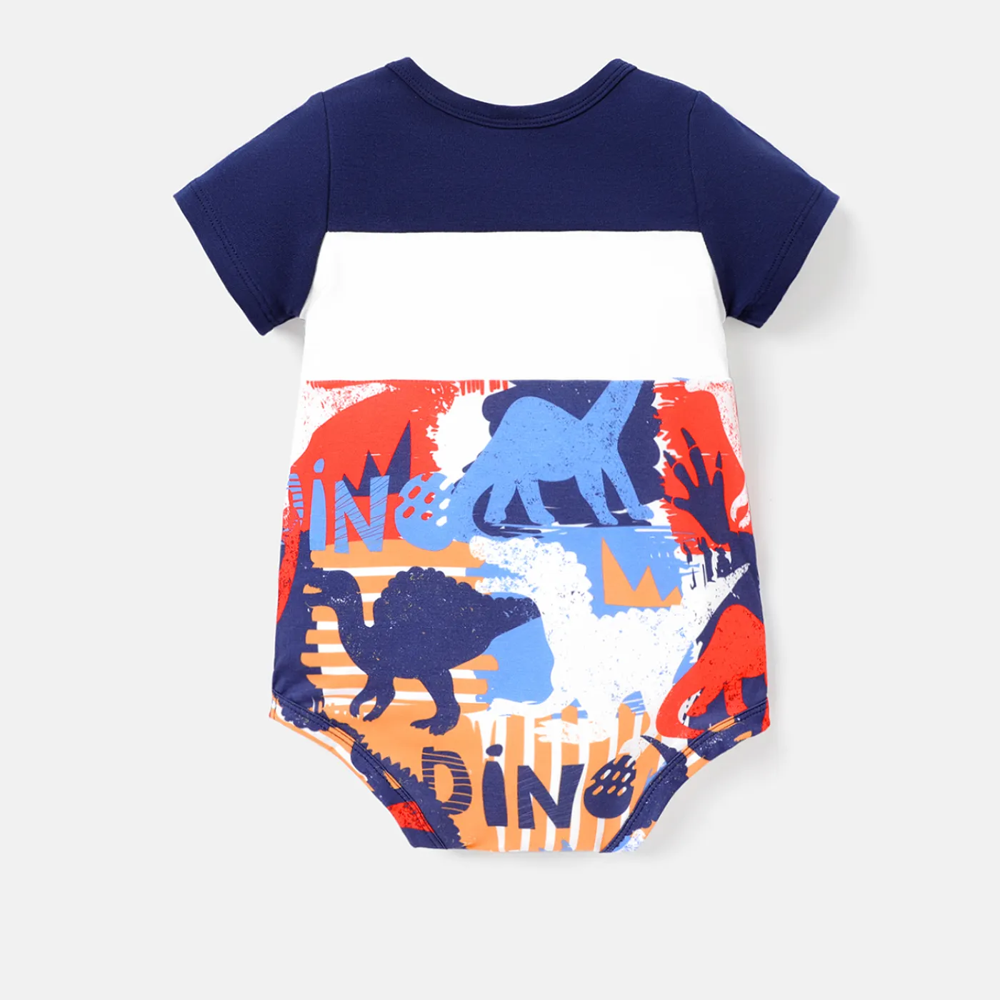 Bebé Menino Costuras de tecido Dinossauro Infantil Manga curta Macacão curto colorblock image 2