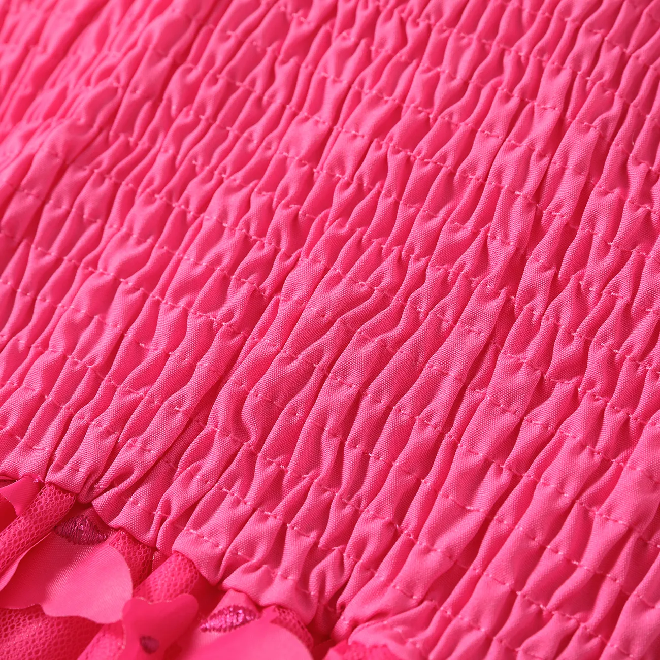 Kid Girl 3D Butterfly Design Mesh Splice Smocked Slip Fairy Dress Hot Pink big image 1