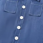 2pcs Baby Boy 100% Cotton Lapel Collar Denim Shirt an Shorts Set  image 4