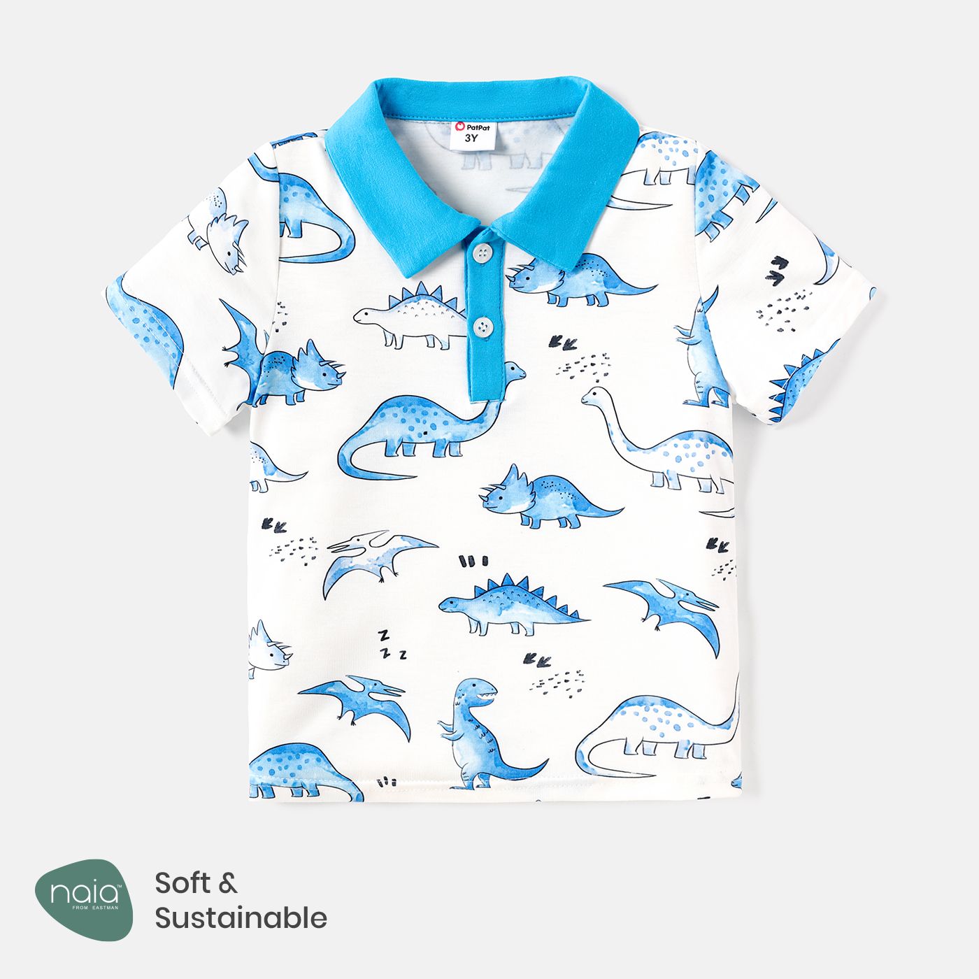 

Naia Toddler Boy Dinosaur Print Polo Collar Short-sleeve Tee