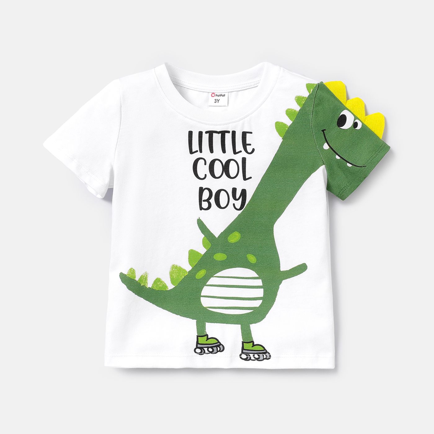

Toddler Boy Letter Dinosaur Print Cotton Short-sleeve Tee