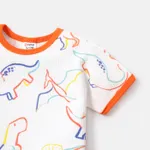 2pcs Baby Boy Allover Dinosaur Print Short-sleeve Tee and Cotton Shorts Set  image 4