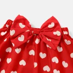 2pcs Toddler Girl Valentine's Day Heart Print Ruffled Long-sleeve Tee and Bows Design Skirt Set  image 5