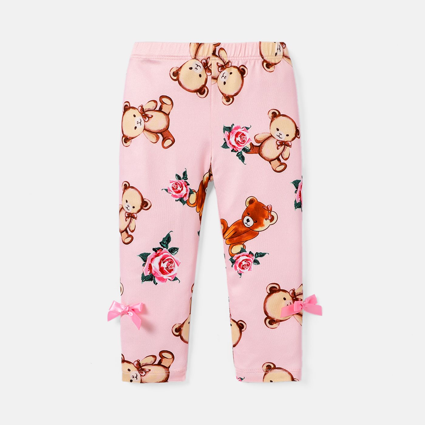 

Baby Girl Bow Detail Allover Bear Print Leggings Pants