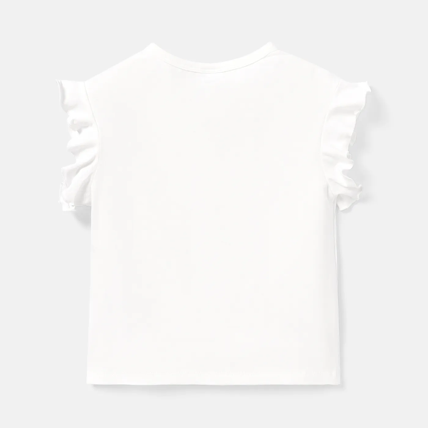 Toddler Girl Cotton Letter Print Floral Embroidered Short-sleeve Tee White image 2