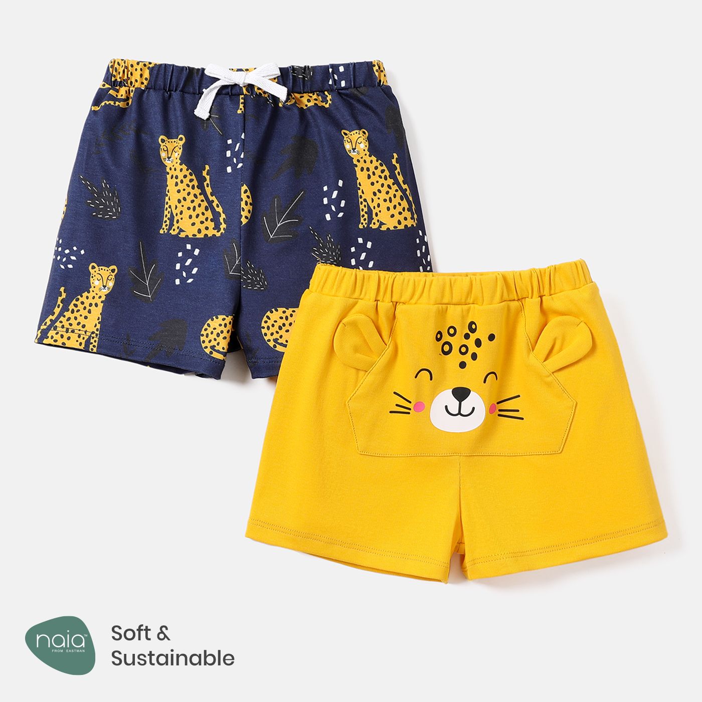 

2-Pack Baby Boy Animal Print Cotton and Naia™ Shorts Set