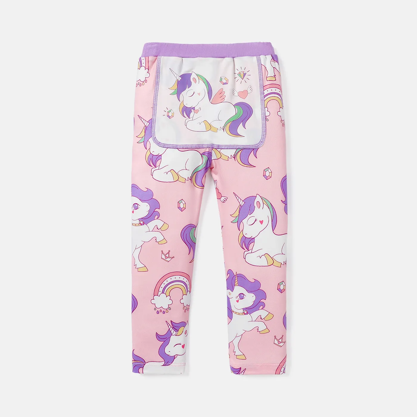 Eco-friendly RPET Fabric Toddler Girl Unicorn Print Elasticized Leggings ColorBlock big image 1