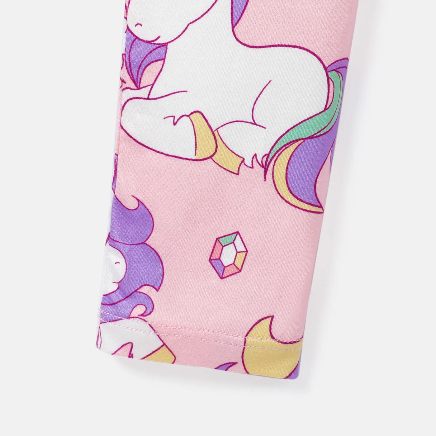 Eco-friendly RPET Fabric Toddler Girl Unicorn Print Elasticized Leggings ColorBlock image 5