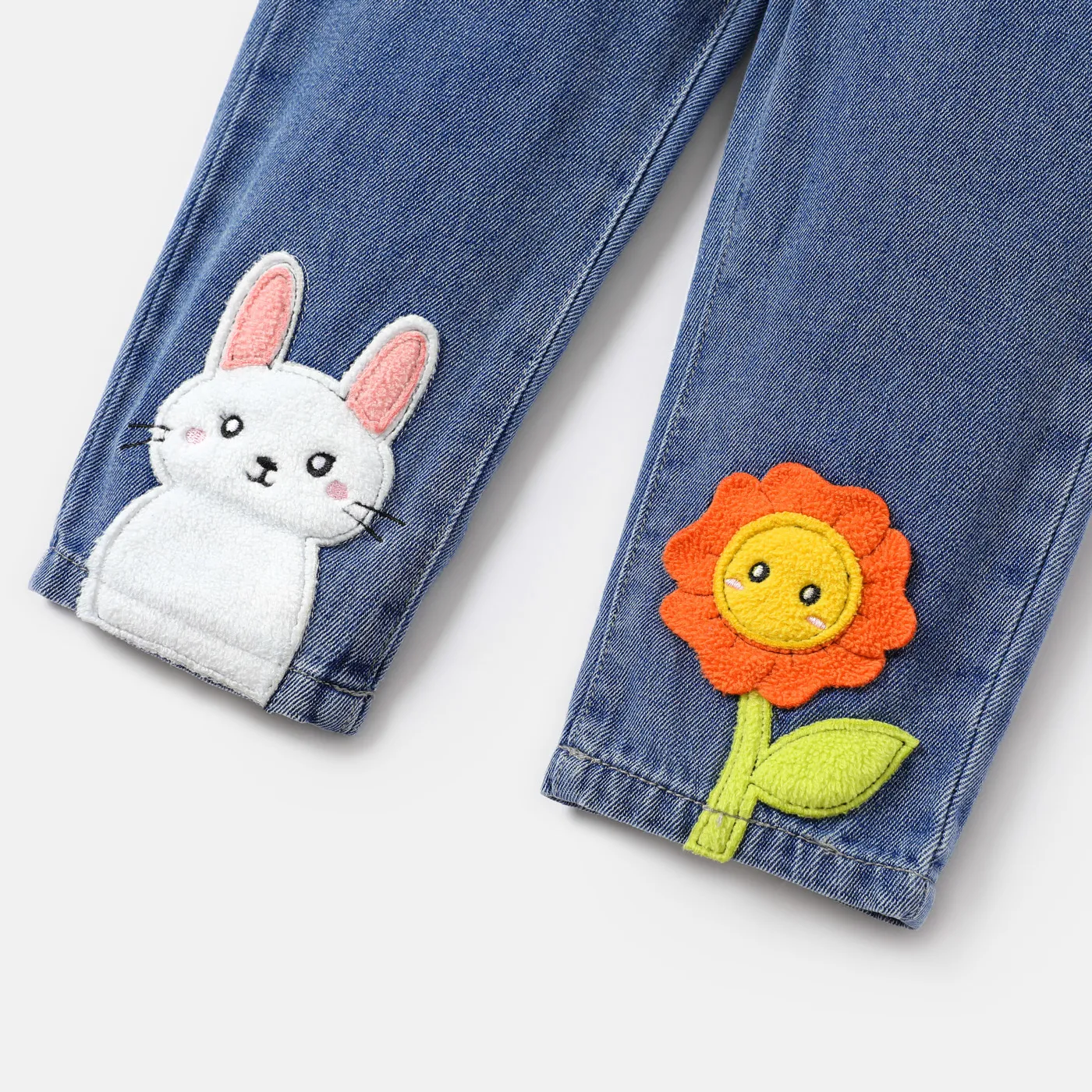 Criança Menina Infantil Coelho Calças de ganga azul denim image 3