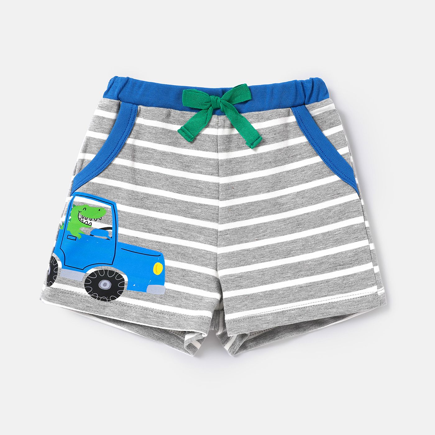 Baby Boy 95% Cotton Animal Print Striped Shorts