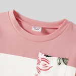 Family Matching Allover Floral Print Notched Neck Belted Dresses and Short-sleeve Colorblock T-shirts Sets  image 6