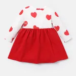Baby Girl Bow Front Solid & Heart-print Naia™ Spliced Long-sleeve Dress  image 2