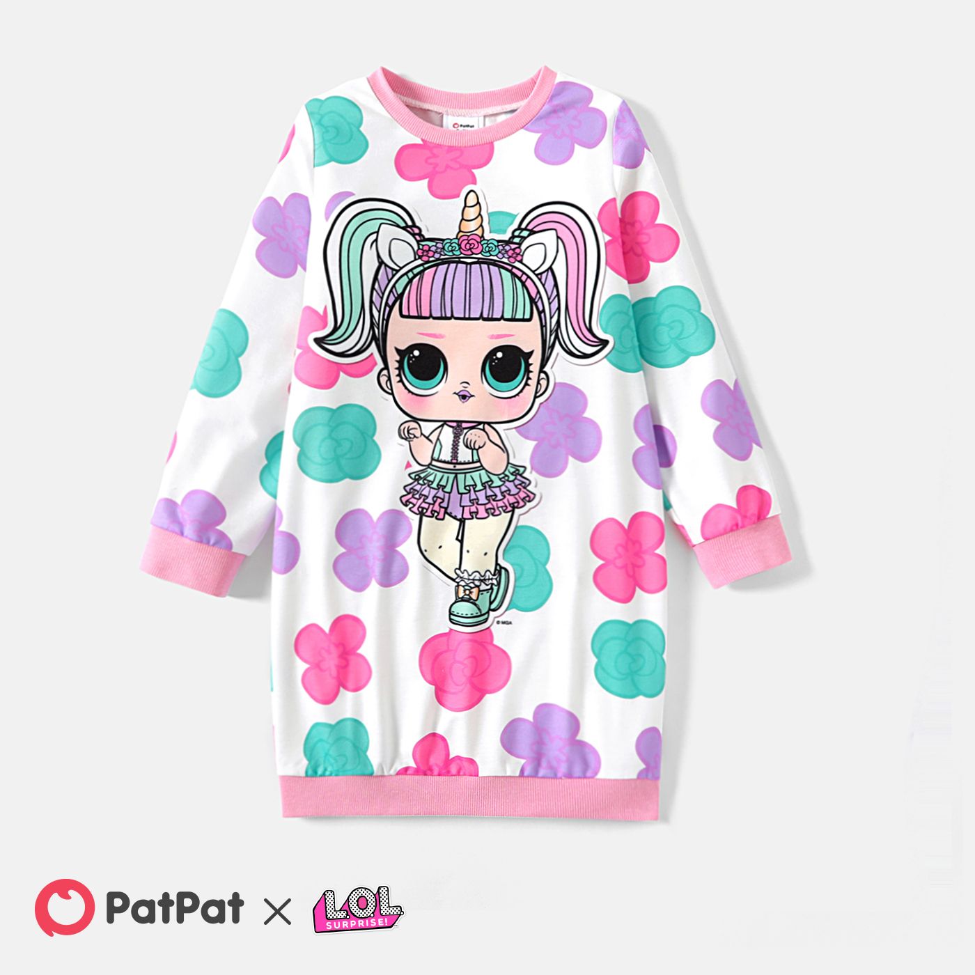 

L.O.L. SURPRISE! Kid Girl Floral Print Sweatshirt Dress