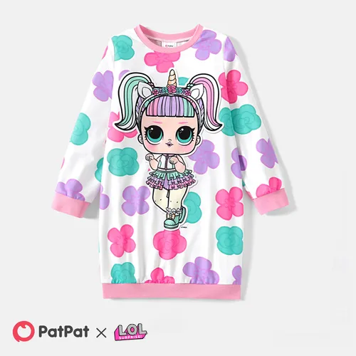 L.O.L. SURPRISE! Kid Girl Floral Print Sweatshirt Dress