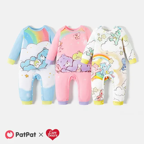 Care Bears Baby Boy/Girl Bear & Rainbow Print Long-sleeve Cotton Jumpsuit