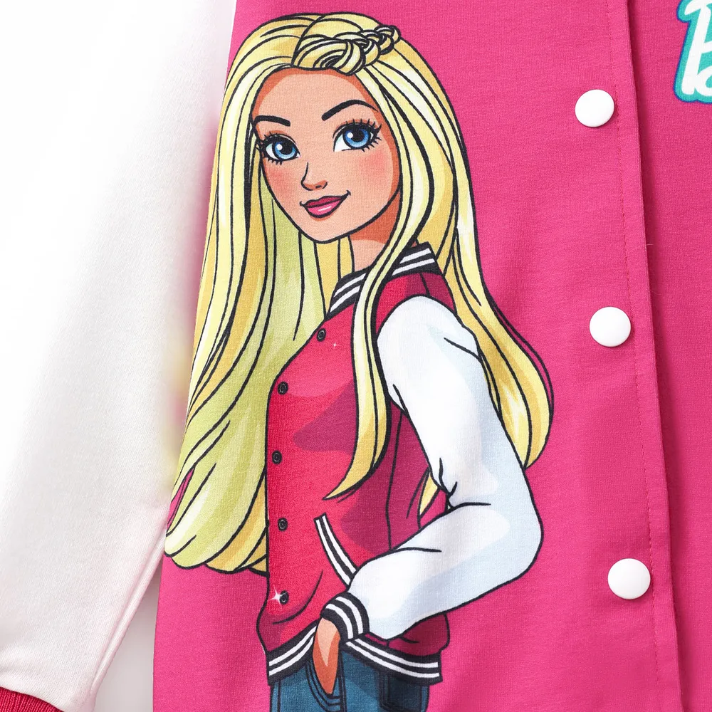 Barbie Toddler/Kid Girl Naia™ Letter Print Colorblock Bomber Jacket big image 3