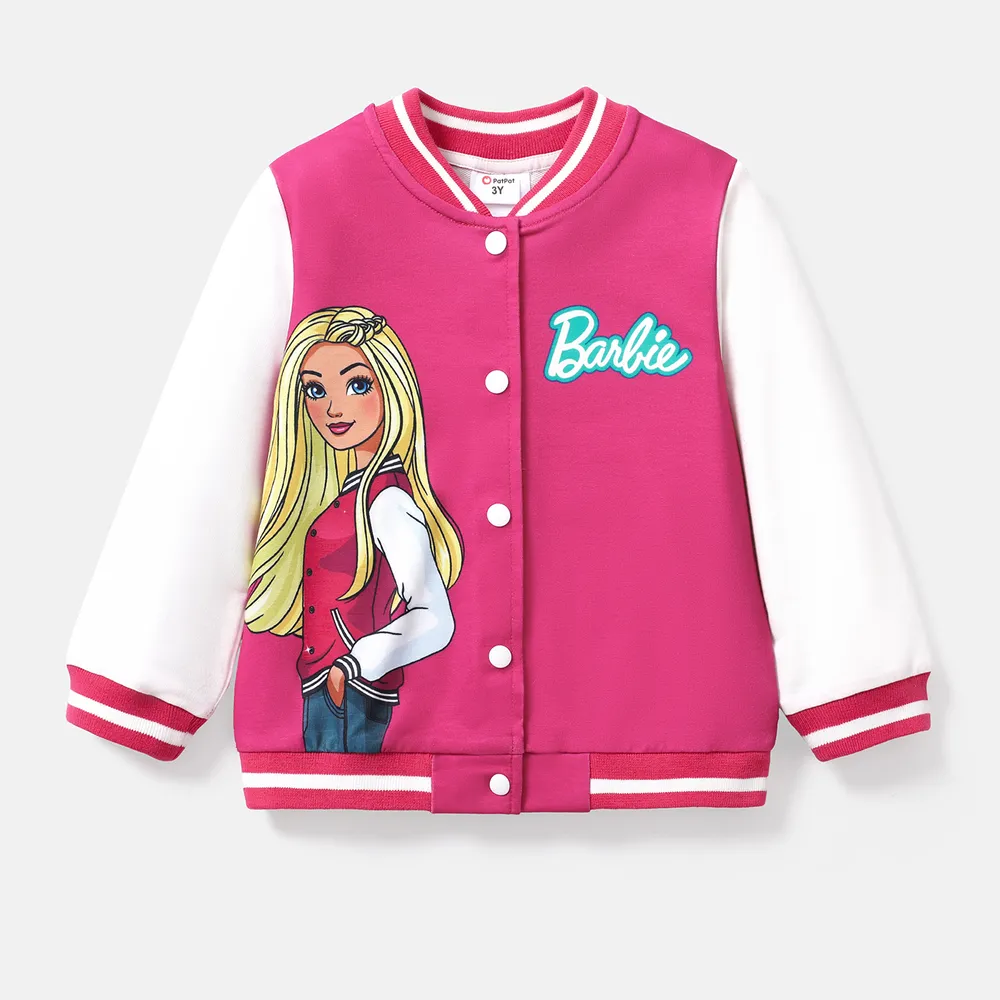 Barbie Toddler/Kid Girl Naia™ Letter Print Colorblock Bomber Jacket  big image 8