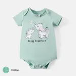 Baby Girl Elephant Print Short-sleeve Cotton Rompers  image 2
