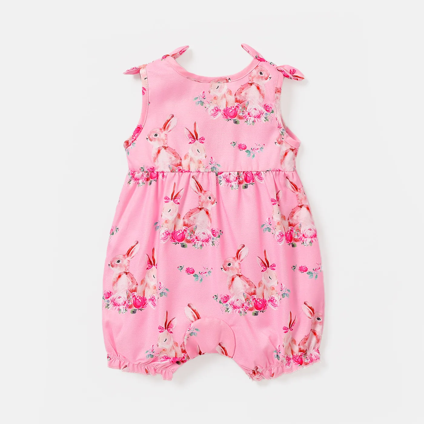 Baby Girl Allover Rabbit Print Sleeveless Romper  image 2