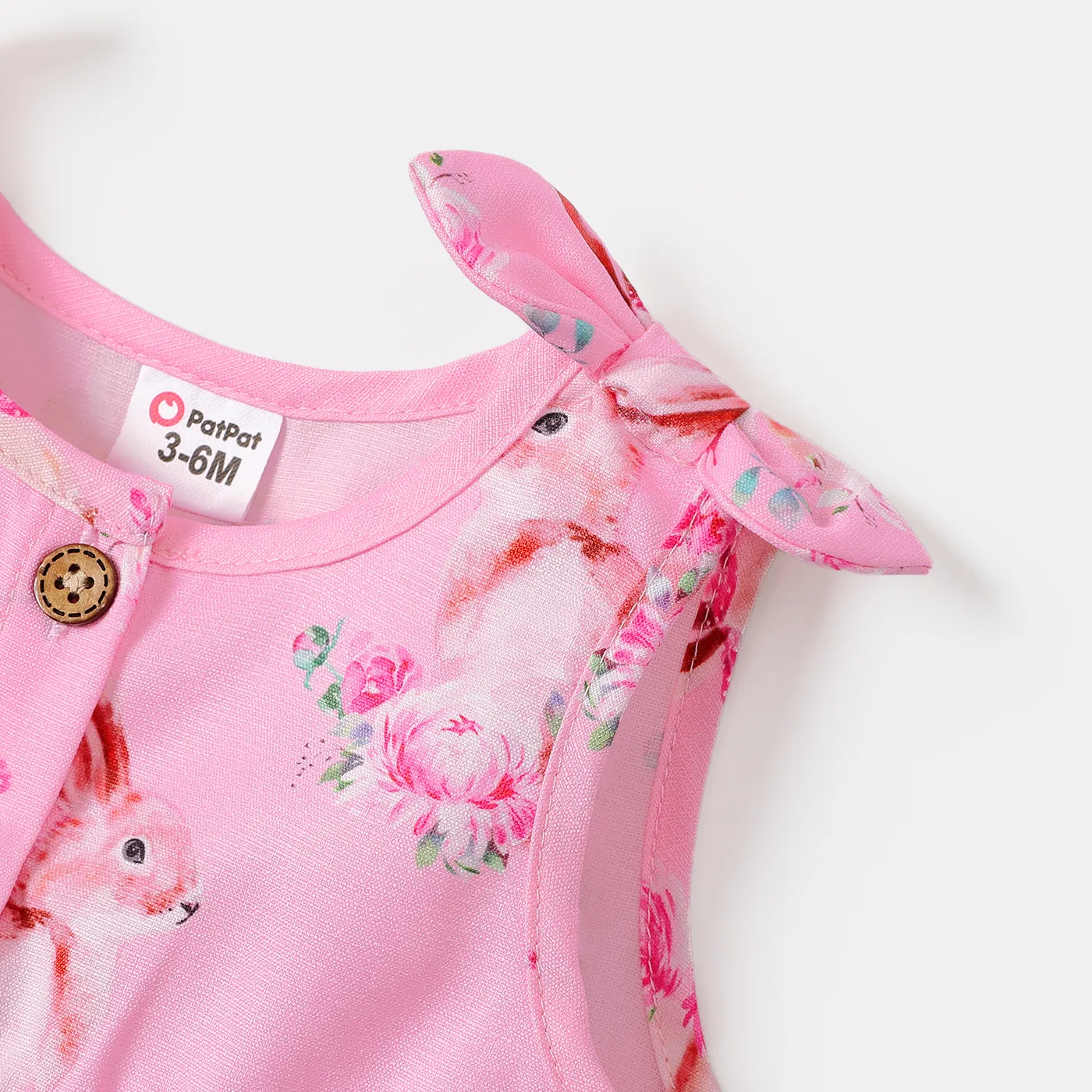 Baby Girl Allover Rabbit Print Sleeveless Romper  image 3