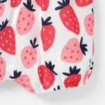 Baby Girl Strawberry Print Denim Splice Flutter-sleeve Overalls Pink image 5