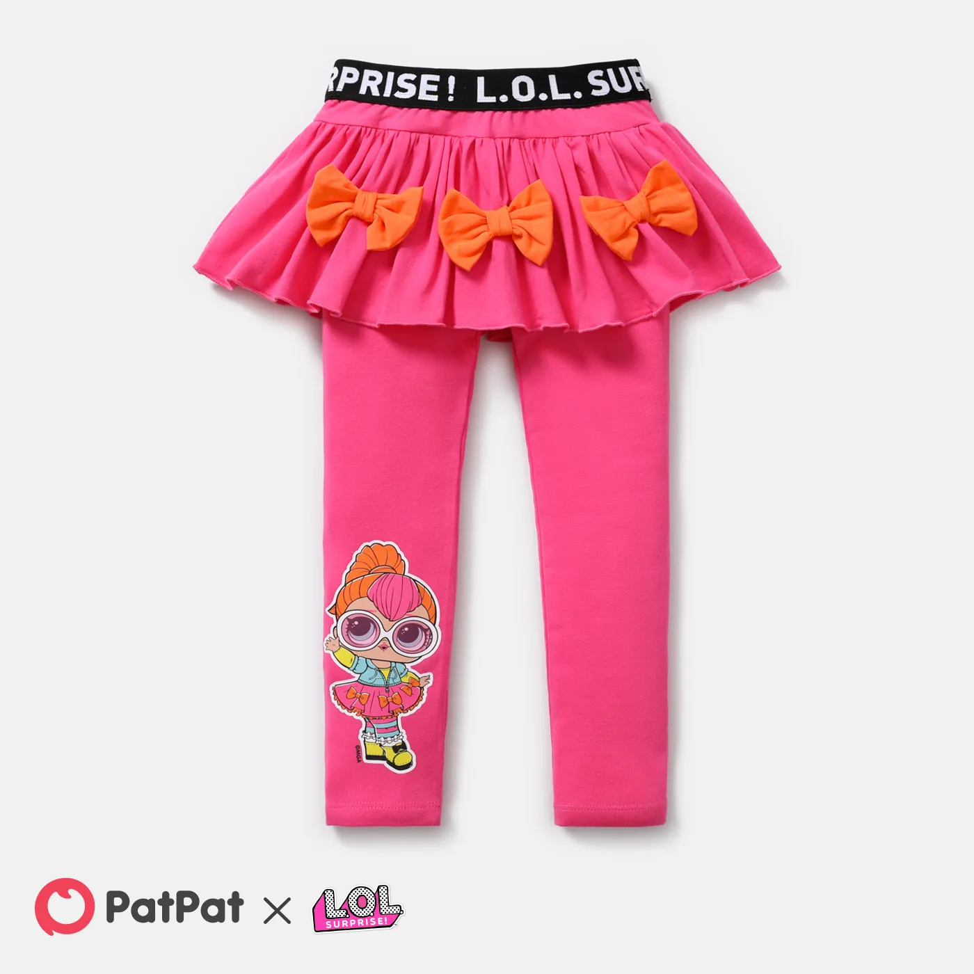 L.O.L. SURPRISE! Toddler/Kid Girl Naia Cotton Bowknot Design/Stripe Skirt Leggings PINK-1