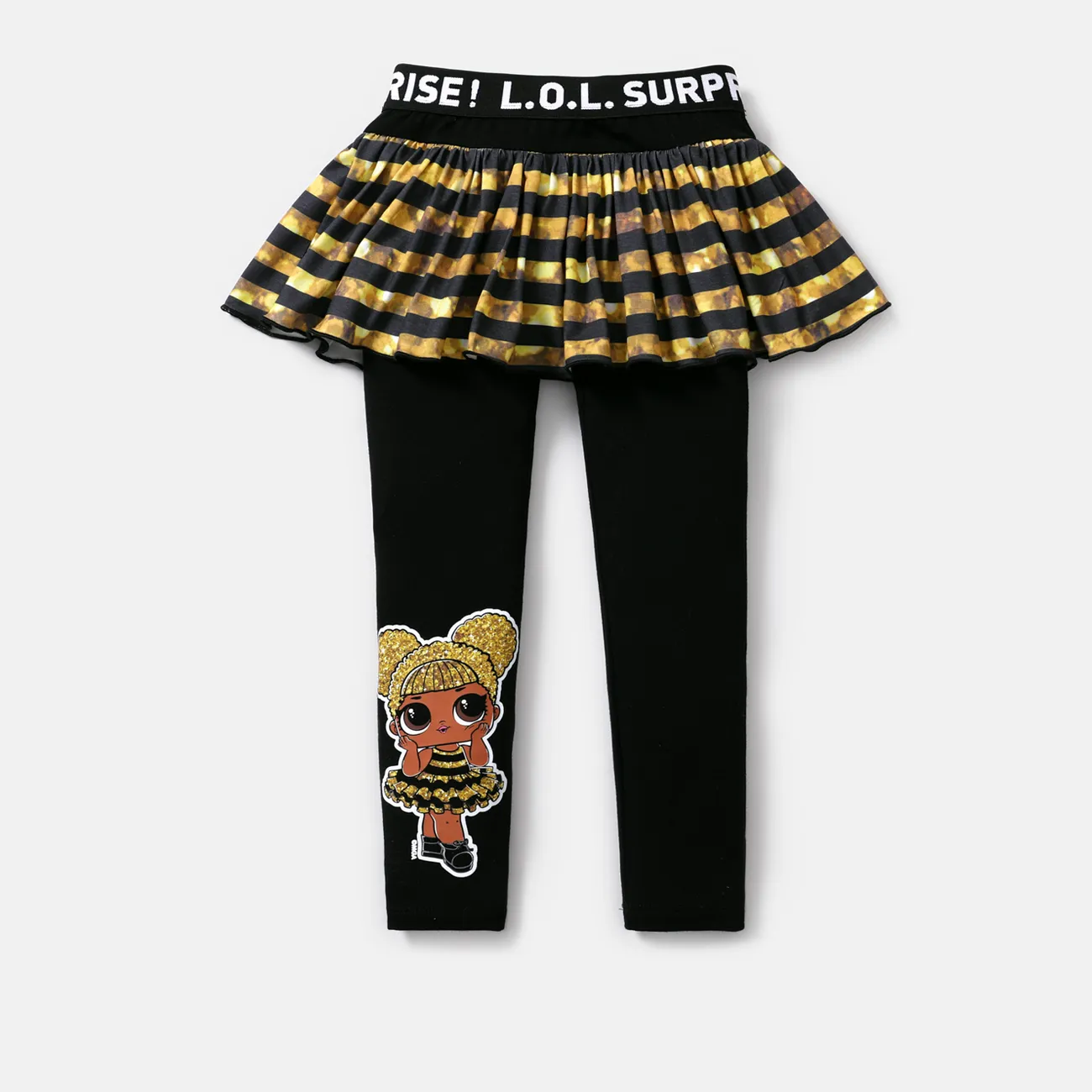 L.O.L. SURPRISE! Toddler/Kid Girl Naia Cotton Bowknot Design/Stripe Skirt Leggings Black big image 1