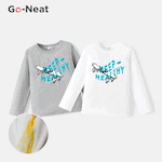 Go-Neat Water Repellent and Stain Resistant Sibling Matching Skateboard & Letter Print Long-sleeve Tee Light Grey