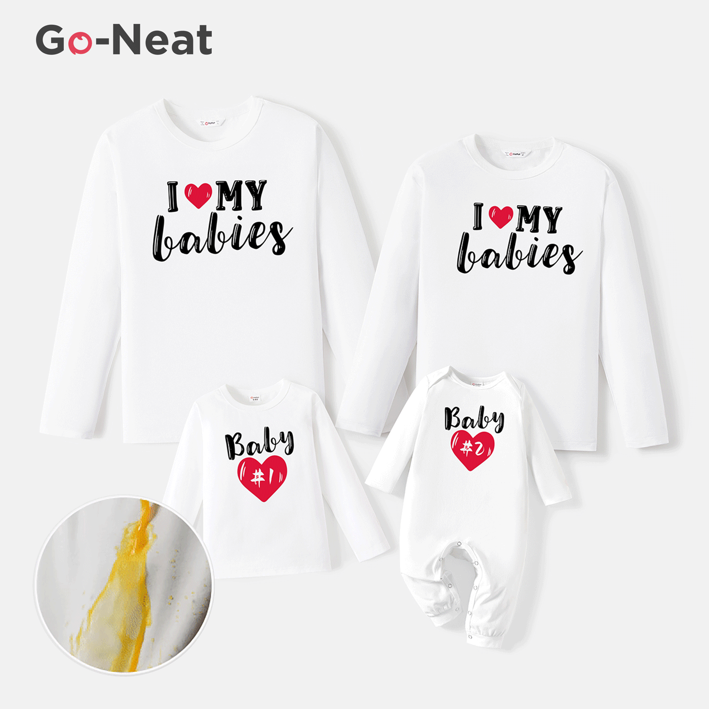 

Go-Neat Water Repellent and Stain Resistant Family Matching Heart & Letter Print Long-sleeve Tee