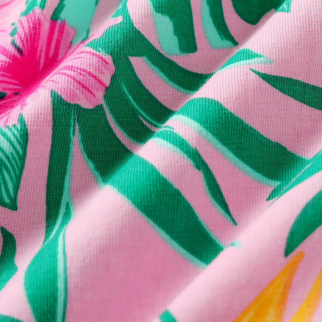 PAW Patrol Toddler Girl Cotton Floral Print Splice Belted Sleeveless Ropmers Pink big image 1