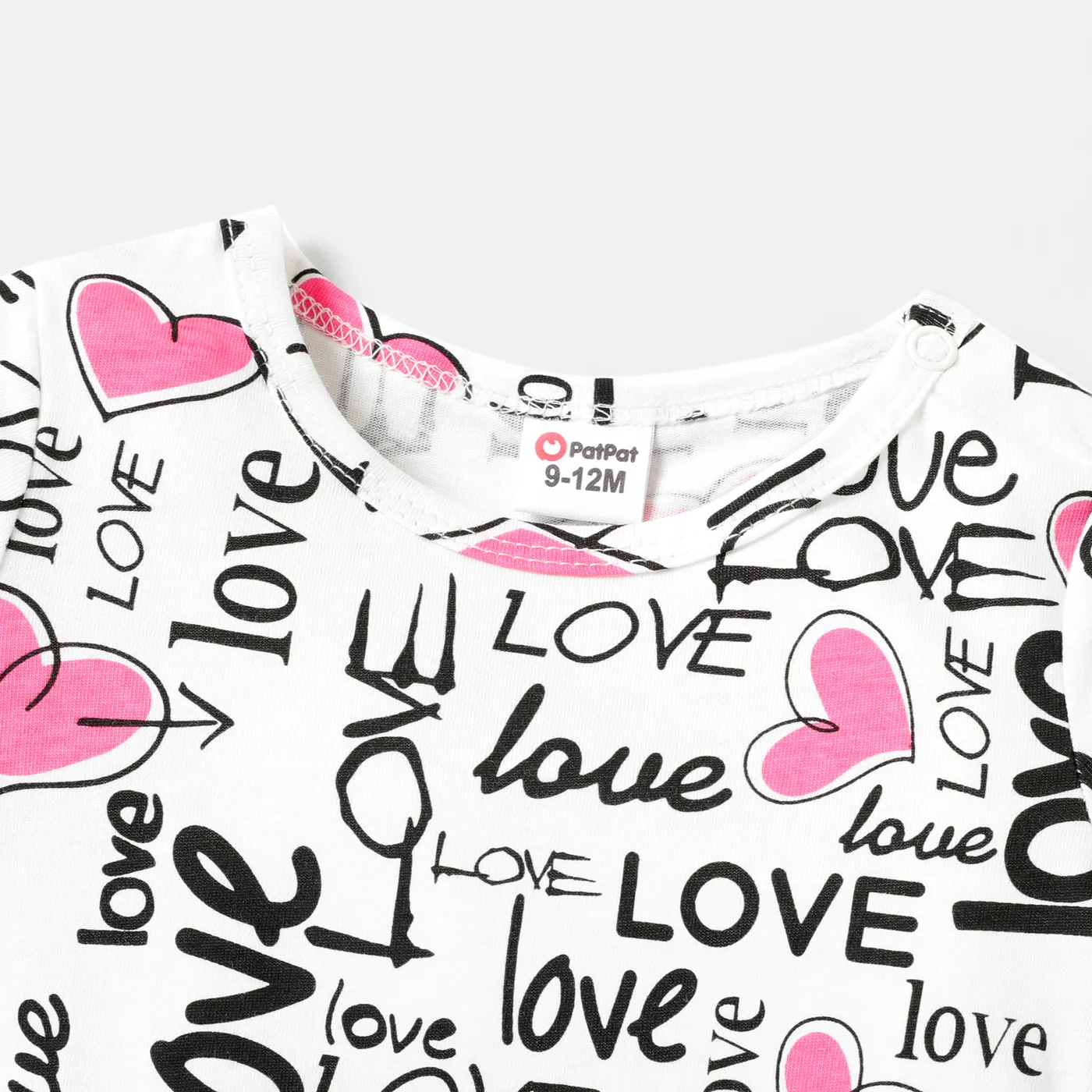 Baby Girl 100% Cotton Allover Heart & Letter Print Short-sleeve T-shirt Dress  image 3