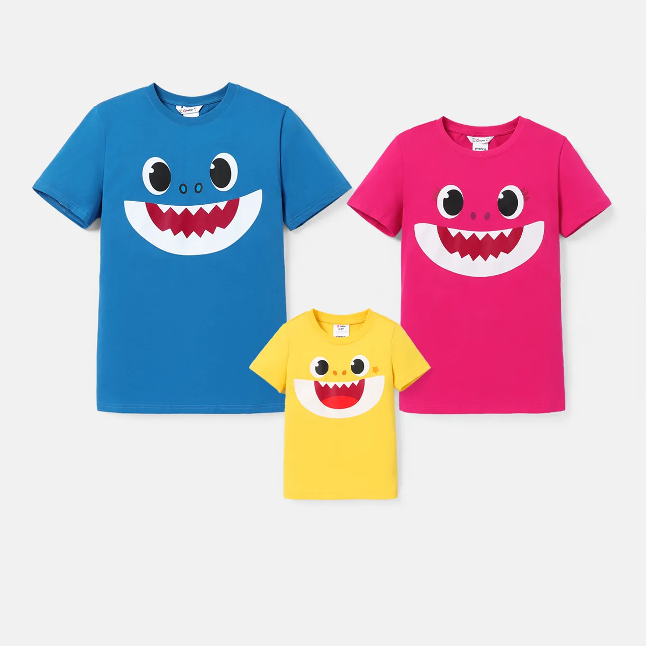 Baby Shark Look de família Tubarão Manga curta Conjuntos de roupa para a família Tops colorido big image 1