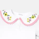 Baby Girl Cotton Floral Embroidered Collar Short-sleeve Tee  image 4