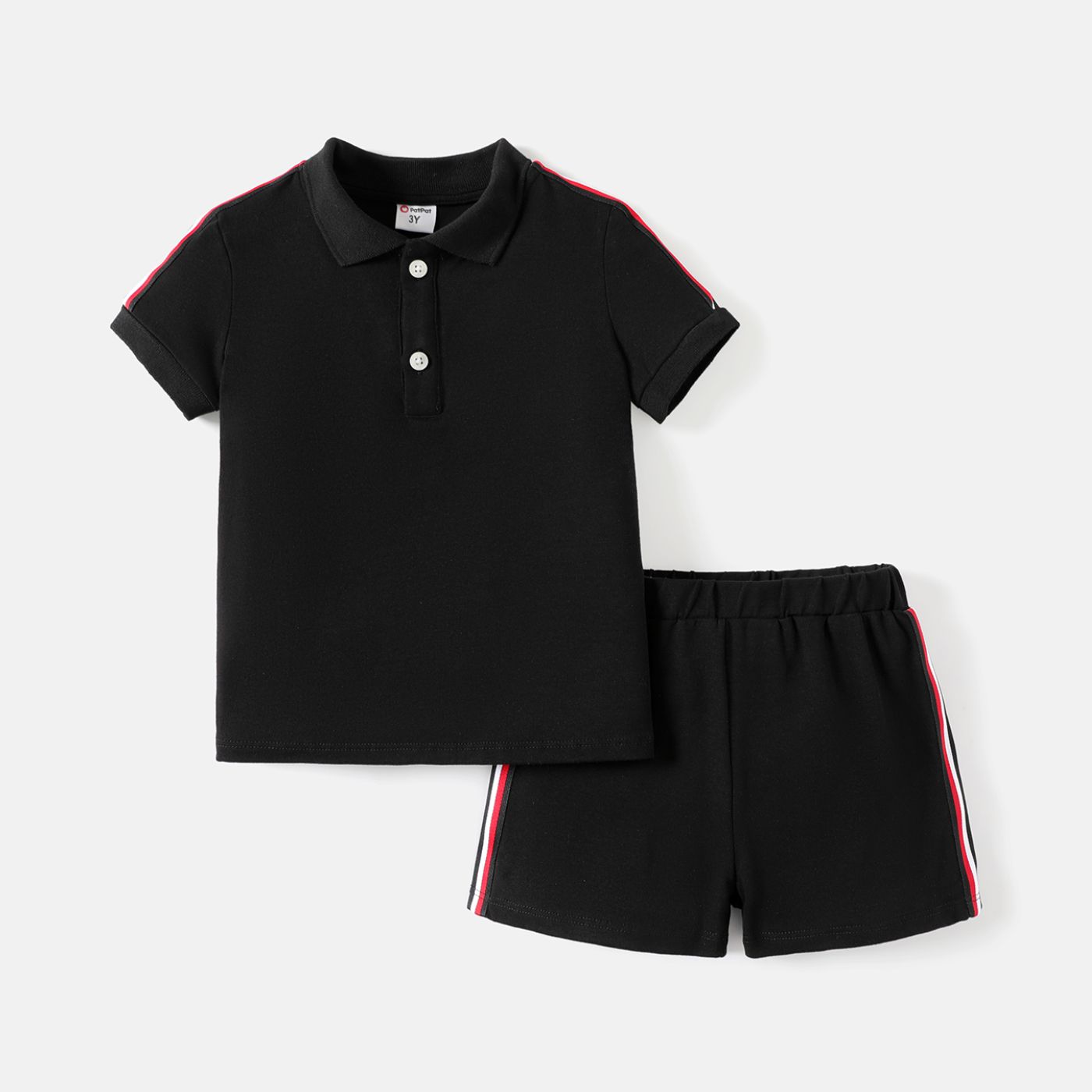 2pcs Toddler Boy Colorblock Cotton Short-sleeve Polo shirt and Shorts Set
