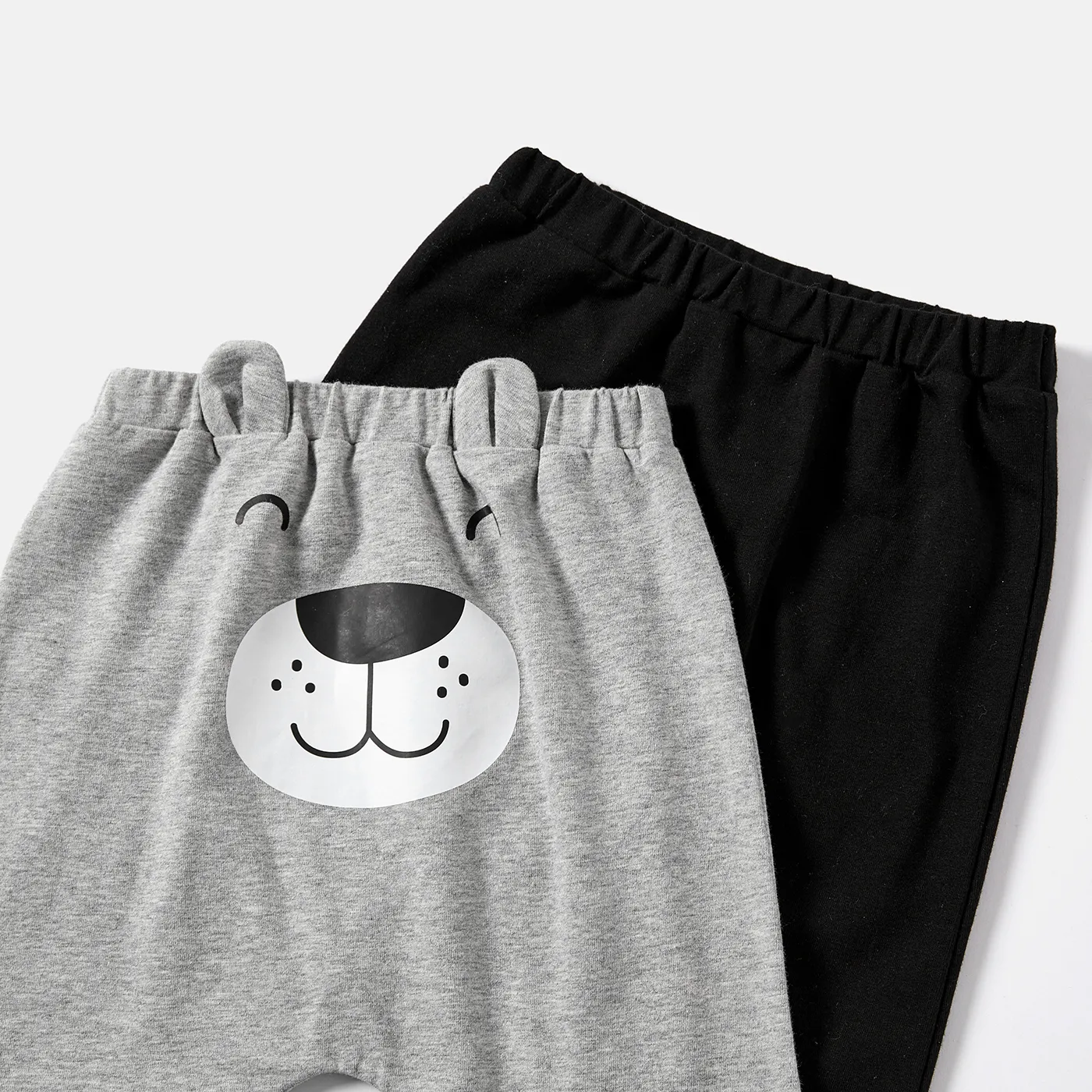 2-Pack Baby Girl/Boy Dog Print/Stripe/Solid Color Elasticized Cotton Pants  image 2