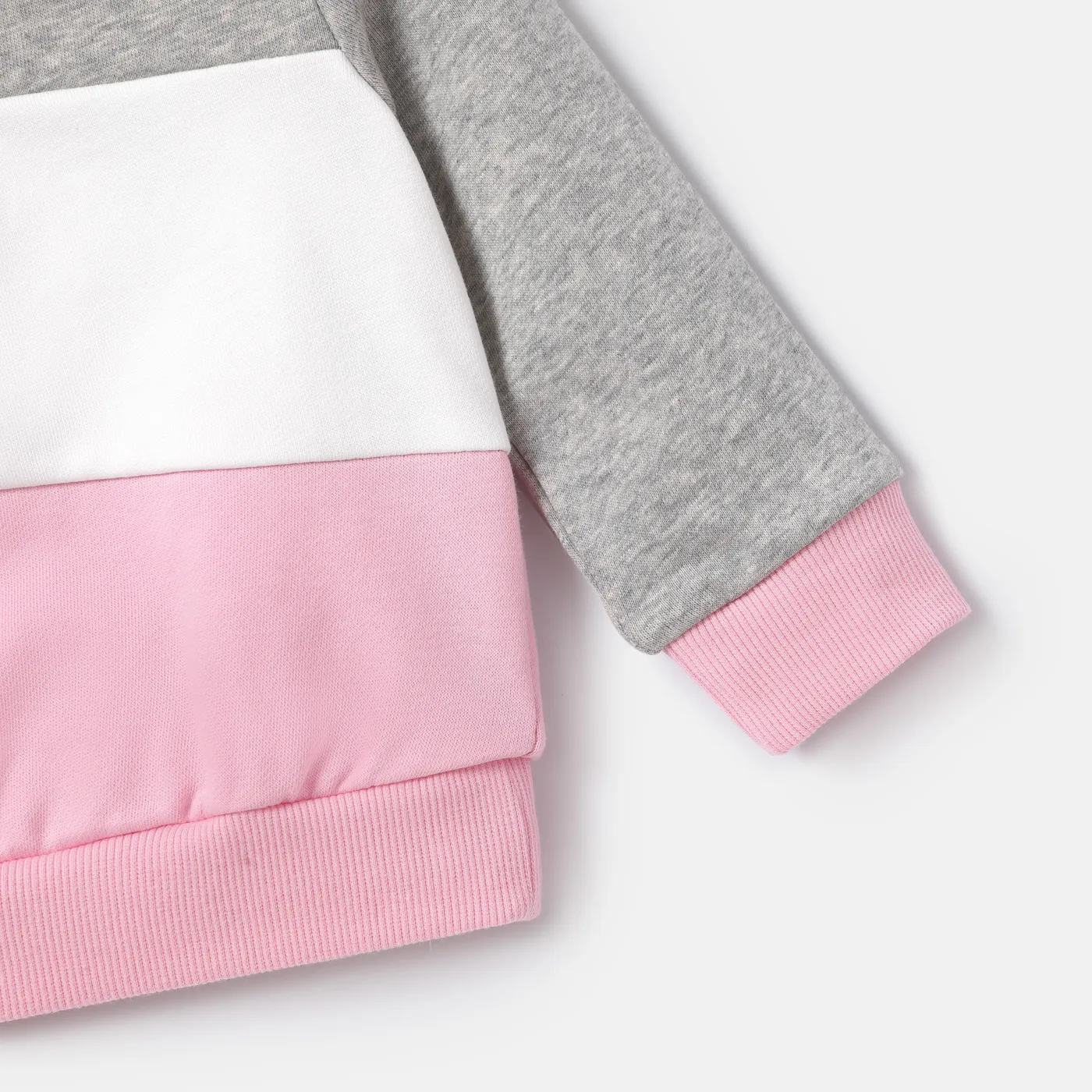 Baby Girl Rabbit Embroidered Colorblock Long-sleeve Sweatshirt Pink image 4