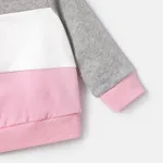 Baby Girl Rabbit Embroidered Colorblock Long-sleeve Sweatshirt Pink image 4