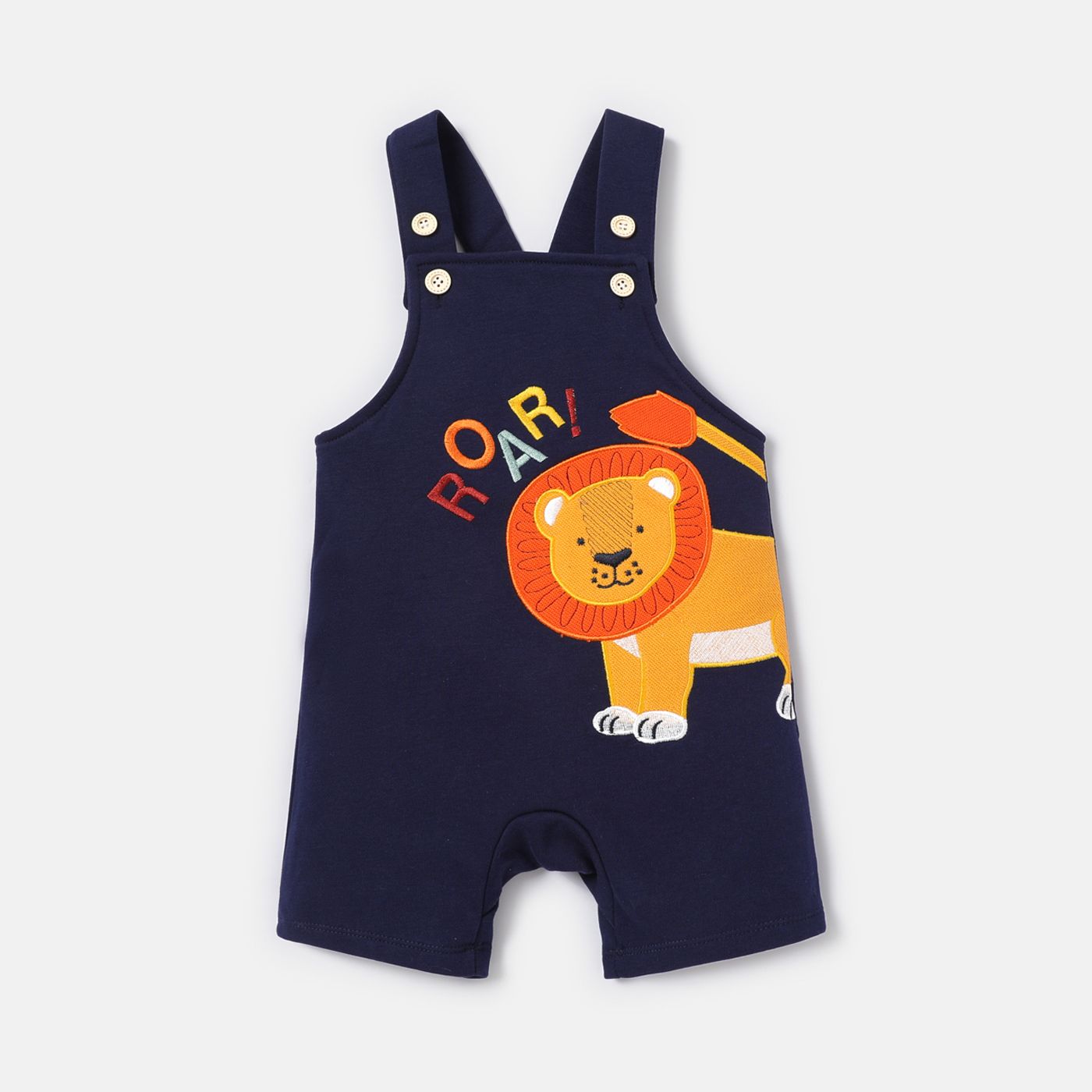 Baby Boy Lion & Letter Embroidered Overalls Shorts