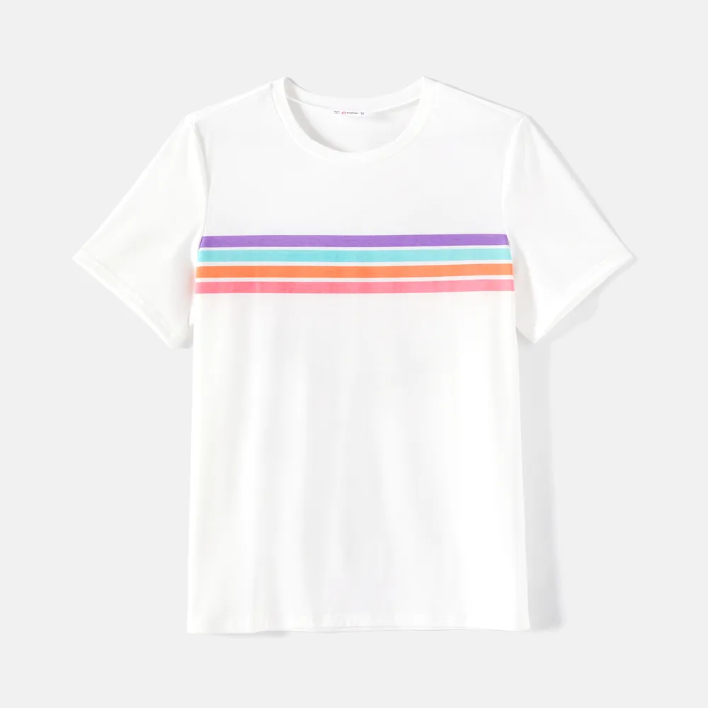 Family Matching Colorful Striped Flutter-sleeve Dresses and Short-sleeve Tee Sets big image 6