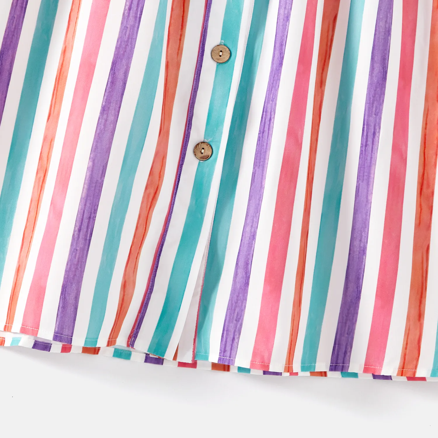 Family Matching Colorful Striped Flutter-sleeve Dresses and Short-sleeve Tee Sets  big image 11