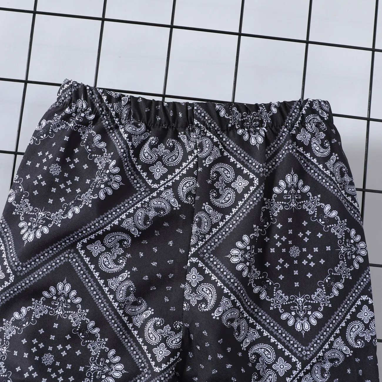 2pcs Baby Boy Long-sleeve Sweatshirt and Allover Boho Print Sweatpants Set Black big image 1