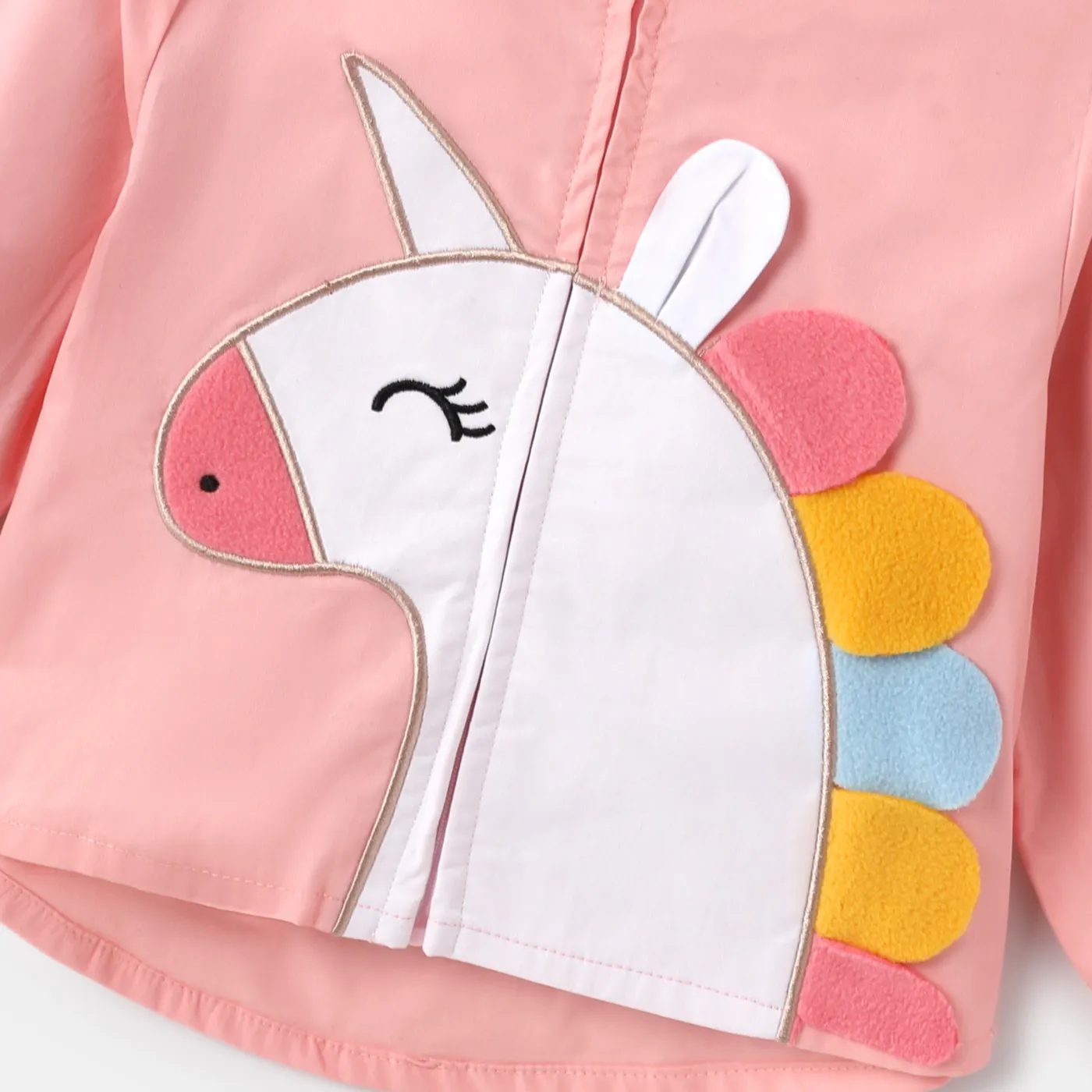 Baby Girl 100% Cotton Unicorn Embroidered Hooded Jacket Coat Pink image 5