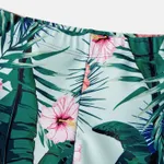 Family Matching Plant Print Ruffle Trim Spliced One-piece Swimsuit or Swim Trunks  image 5