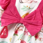 2pcs Baby Girl Cotton Ruffle Trim Bow Decor Egg & Rabbit Print Dress and Headband Set  image 4