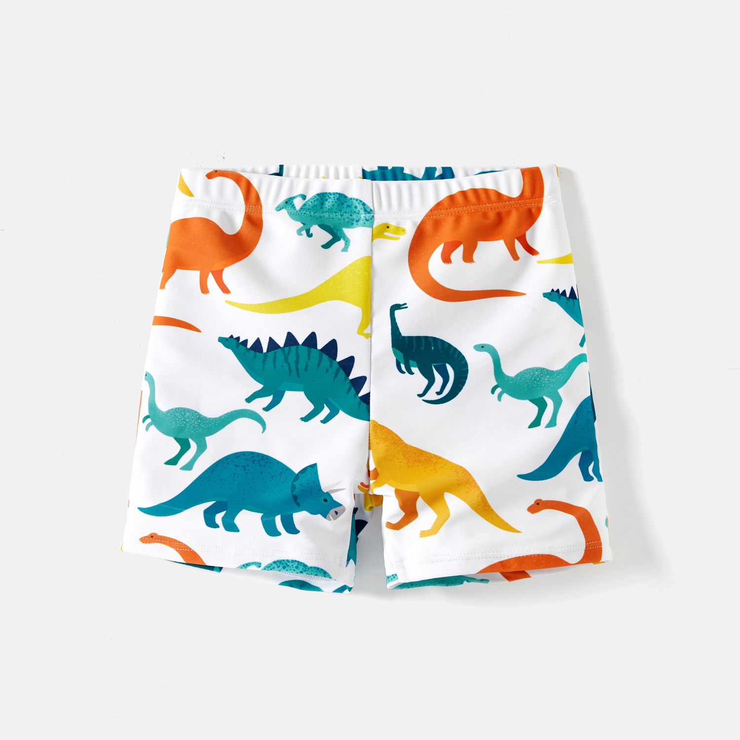 Family Matching Allover Dinosaur Print Swim Trunks And Ruffle Trim Two-piece Swimsuit