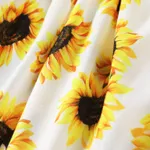 3pcs Baby Girl Allover Sunflower Floral Print Off Shoulder Short-sleeve Top and Ripped Jeans with Headband Set  image 5