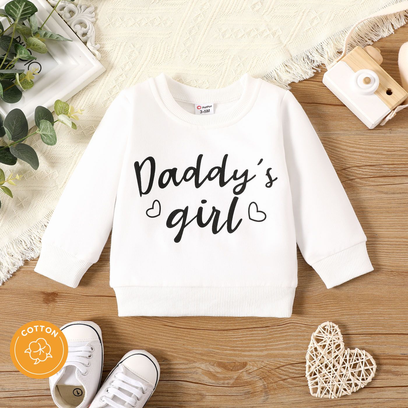 

100% Cotton Baby Boy/Girl Letter Print Long-sleeve Pullover Sweatshirt