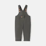 Toddler Girl/Boy 100% Cotton Solid Color Pocket Design Overalls Dark Grey